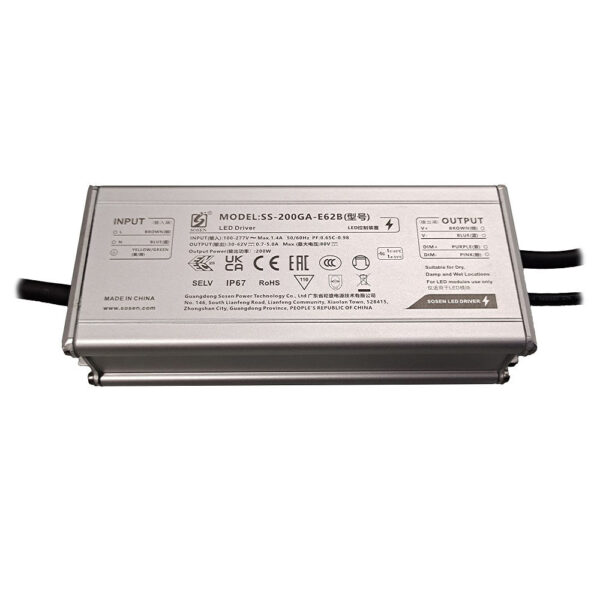 Nguồn Sosen 200W – Output: 36V (no dimming, TUV)